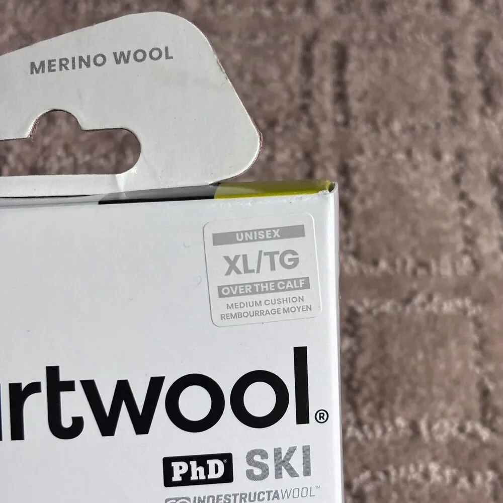 SmartWool PhD Ski Over The Calf Merino Wool Socks Unisex XL Black Winter